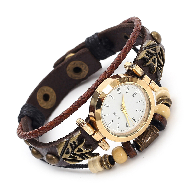 Women Accessories Pk - Orologio al Quarzo Vintage in Pelle,